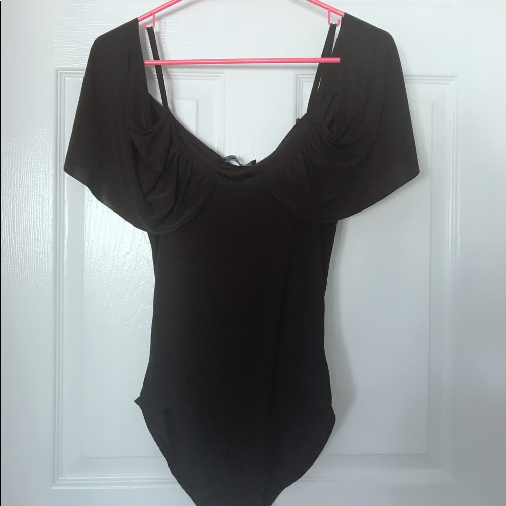 Ruffled Cold-Shoulder Bodysuit